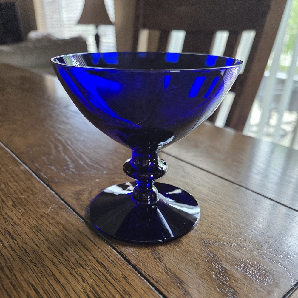 Vintage Imperial Glass USA Cobalt Blue Footed Dessert Glass